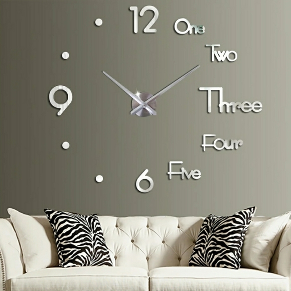 Other - 💥IN STOCK💥 SILVER 3D Sticker Wall Clock